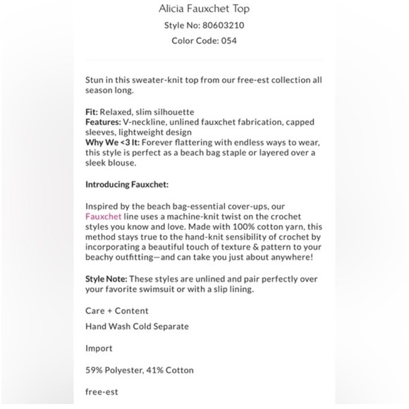 Free People Beach Alicia Fauxchet Top - Picture 5 of 10